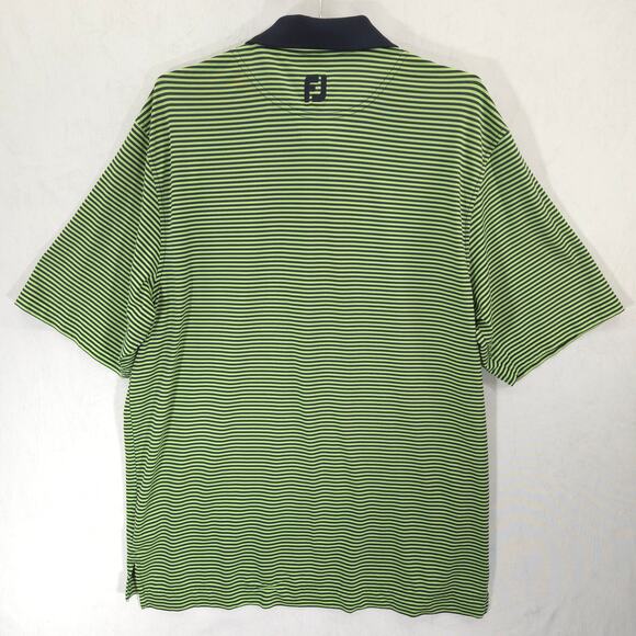 FootJoy Polo Mens Large Navy Green Striped Fairmount Club Performance Golf Shirt - Picture 8 of 13